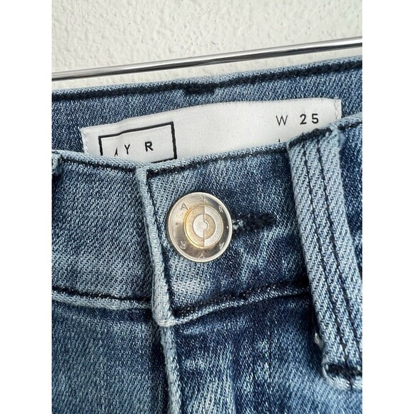 Ayr The Riser Women’s Medium Wash High Waisted Jeans Size 25 Raw Hem - Picture 6 of 9